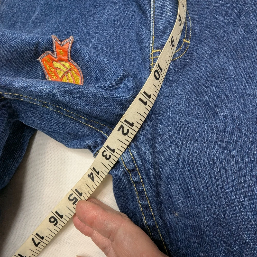 Y2K Unc Baggy Wide Leg NBA Patchwork Jeans - Picture 12 of 14